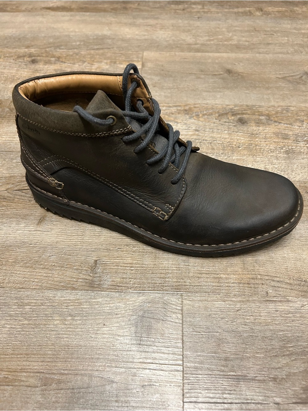 Clarks Remaen Men's Size 10 M Dark Brown Leather Ankle Chukka Lace Up Boots - Picture 5 of 10
